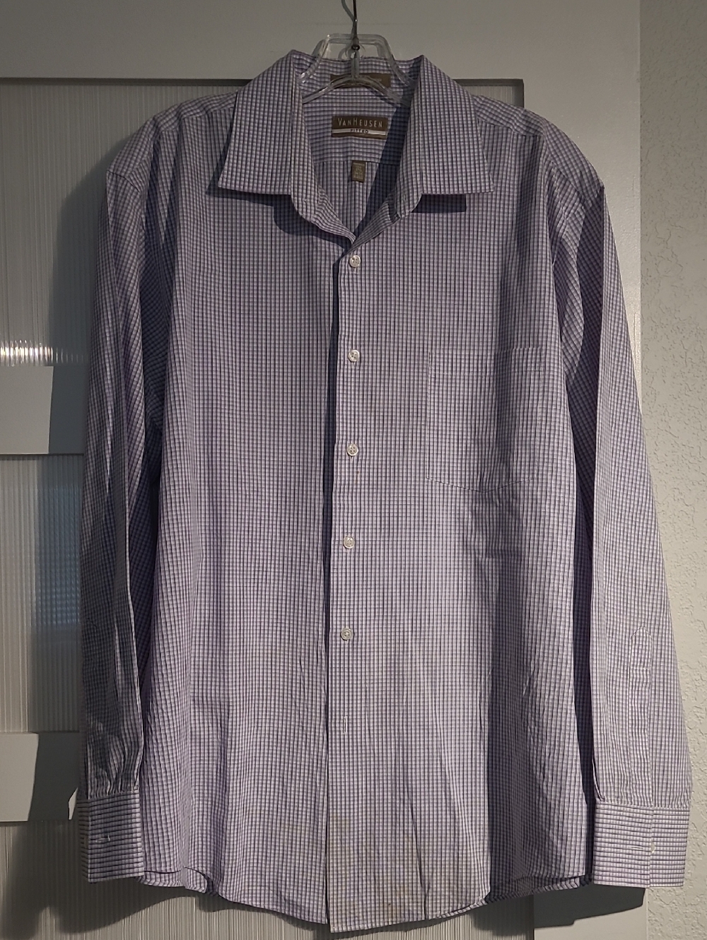 Van Heusen Men's Purple-Blue Micro Check Dress Shirt